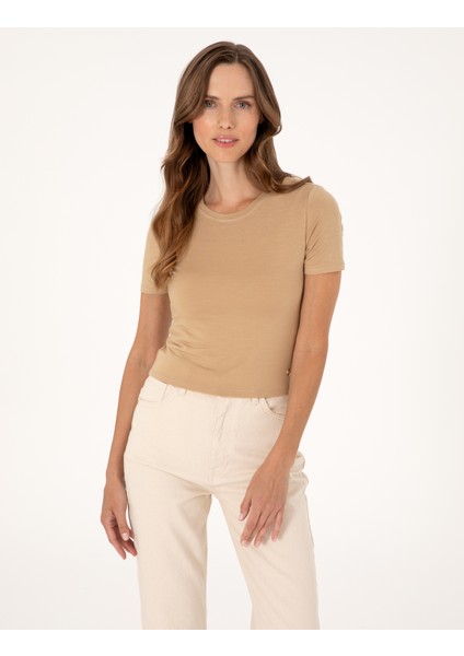 Kadın Kum Regular Fit Tişört 50306945-VR085
