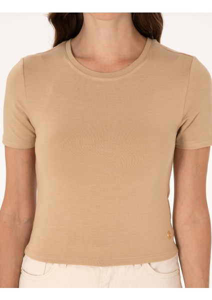 Kadın Kum Regular Fit Tişört 50306945-VR085