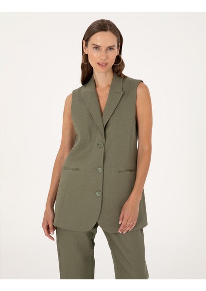 Kadın Haki Regular Fit Yelek 50299950-VR027