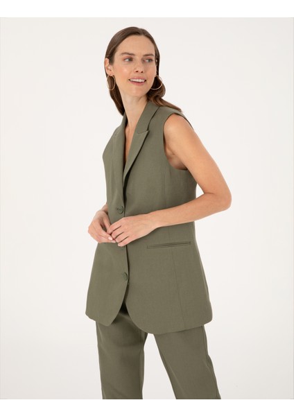 Kadın Haki Regular Fit Yelek 50299950-VR027
