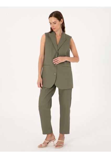 Kadın Haki Regular Fit Yelek 50299950-VR027