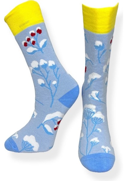 Tekli Unisex Esnek Çiçek Desenli Mavi Renkli Nefes Alabilen Havlu Çorap fiyatları