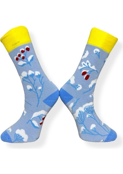 Tekli Unisex Esnek Çiçek Desenli Mavi Renkli Nefes Alabilen Havlu Çorap modelleri