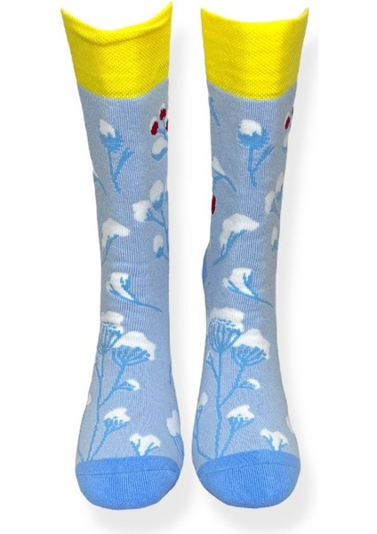 Tekli Unisex Esnek Çiçek Desenli Mavi Renkli Nefes Alabilen Havlu Çorap fırsatları