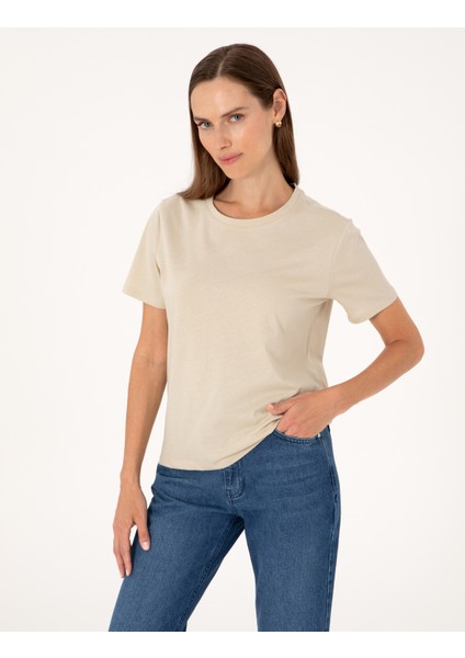 Kadın Kum Regular Fit Basic Tişört 50305766-VR085