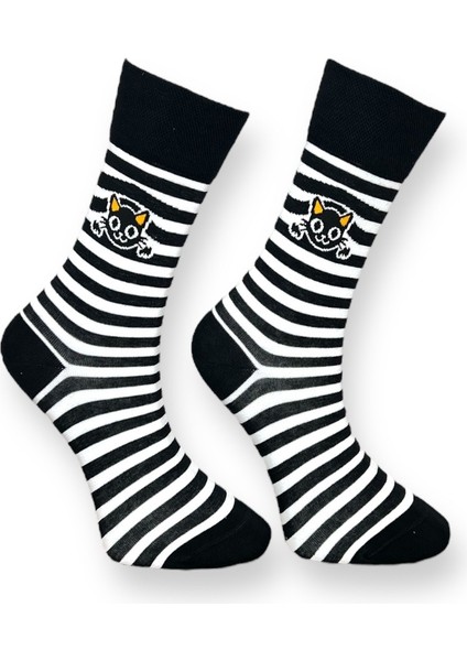 5'li Unisex Esnek Penguen Zürafa Koala Kedi Desenli Karışık Renkli Nefes Alabilen Soket Çoraplar