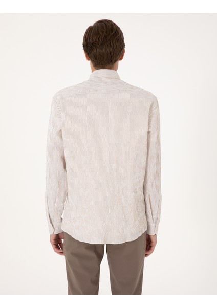 Erkek Bej Regular Fit Uzun Kollu Gömlek 50307084-VR011