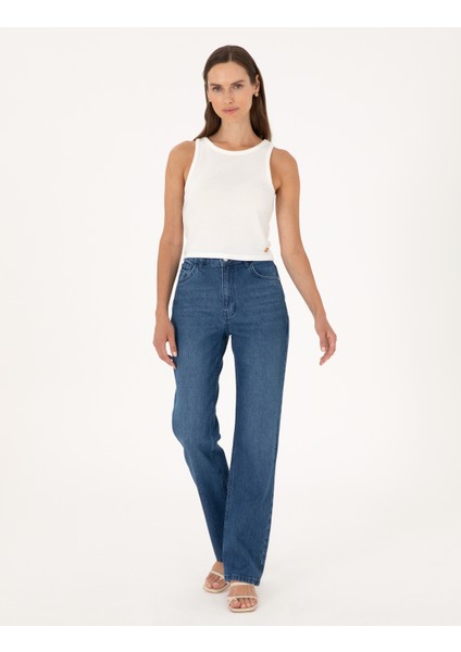 Kadın Mavi Straight Fit Jean Pantolon 50313219-VR036