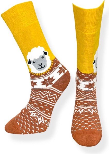 5'li Karışık Panda, Koyun, Çiçek, Tilki Desenli Unisex Esnek Nefes Alabilen Renkli Havlu Çoraplar modelleri