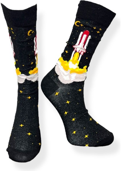 5'li Unisex Esnek Gezegenler ve Roket Desenli Karışık Renkli Nefes Alabilen Soket Çoraplar fiyatları