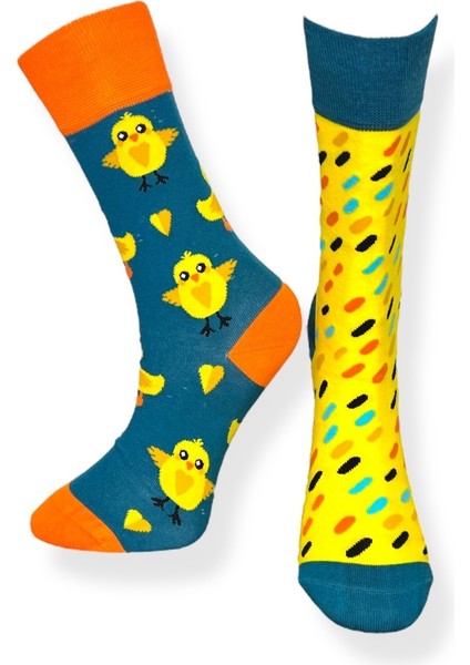 5'li Unisex Esnek Hamster Penguen Ayı ve Civciv Desenli Karışık Renkli Nefes Alabilen Soket Çoraplar