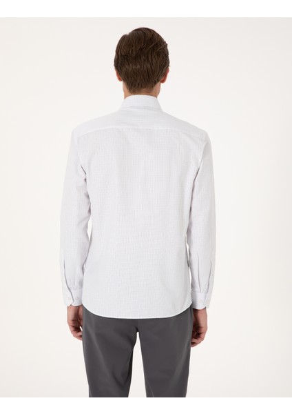 Erkek Gri Kareli Slim Fit Uzun Kollu Gömlek 50307263-VR024