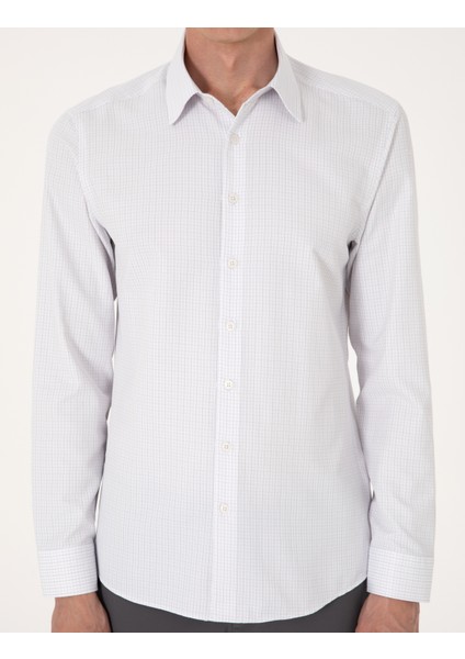 Erkek Gri Kareli Slim Fit Uzun Kollu Gömlek 50307263-VR024