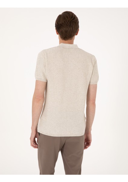 Erkek Bej Slim Fit Keten Karışımlı Polo Yaka Triko Tişört 50305972-VR011 indirimleri