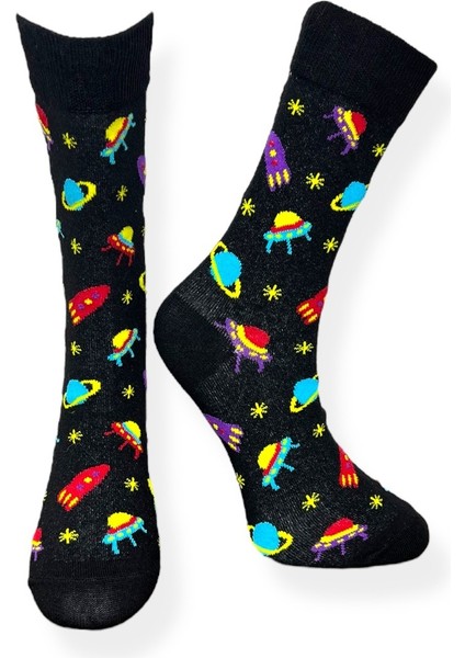 5'li Unisex Esnek Popcorn Galaksi Barbeku Desenli Karışık Renkli Nefes Alabilen Soket Çoraplar indirimleri