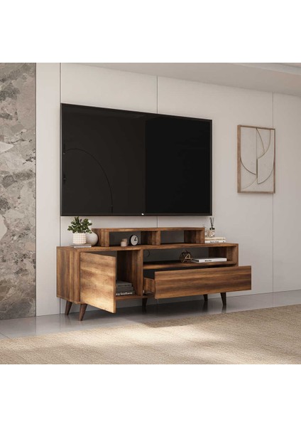Adore Retro Wide Kapaklı Çekmeceli Tv Sehpası-Oslo Ceviz fiyatları