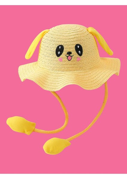 Kız Çocuk Kulakları Oynayan Organik Hasır Tavşan Şapka 2-10 Yaş fırsatları