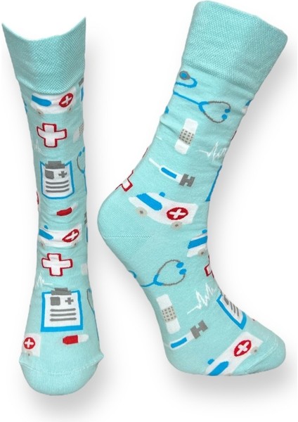 5'li Unisex Esnek Doktor Temalı Kahve Desenli Karışık Renkli Nefes Alabilen Soket Çoraplar fırsatları