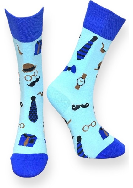 5'li Unisex Esnek Doktor Temalı Kahve Desenli Karışık Renkli Nefes Alabilen Soket Çoraplar