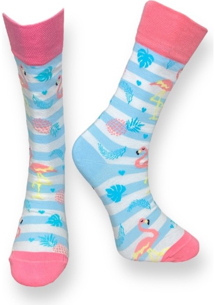 5'li Unisex Esnek Hayvan Unicorn Flamingo Desenli Karışık Renkli Nefes Alabilen Soket Çoraplar