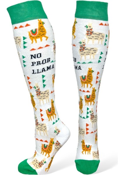 5'li Unisex Esnek Lama Ağaç Arı ve Balık Desenli Karışık Renkli Nefes Alabilen Diz Üstü Çoraplar fırsatları