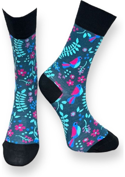 5'li Unisex Esnek Çiçek Desenli Karışık Renkli Nefes Alabilen Soket Çoraplar