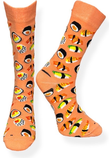 5'li Unisex Esnek Sushi Avokado Ananas Kivi Desenli Karışık Renkli Nefes Alabilen Soket Çoraplar fiyatları