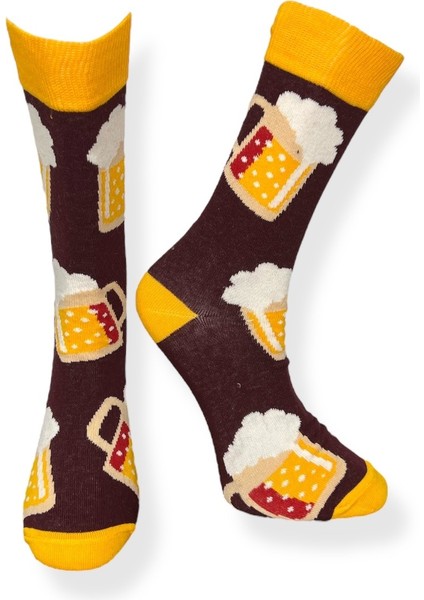 5'li Unisex Esnek Şarap Kahve Bira Mısır Desenli Karışık Renkli Nefes Alabilen Soket Çoraplar indirimleri