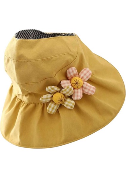 Kız Çocuk 4-10 Yaş Katlanabilir Güneş Koruyucu Yazlık Keten Vizör Şapka fırsatları
