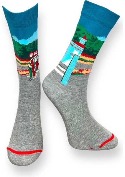 5'li Unisex Esnek Limon, Avokado ve Ananas Desenli Karışık Renkli Nefes Alabilen Soket Çoraplar