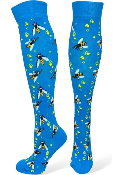 5'li Unisex Esnek Hayvan ve Doğa Desenli Karışık Renkli Nefes Alabilen Diz Üstü Çoraplar fırsatları