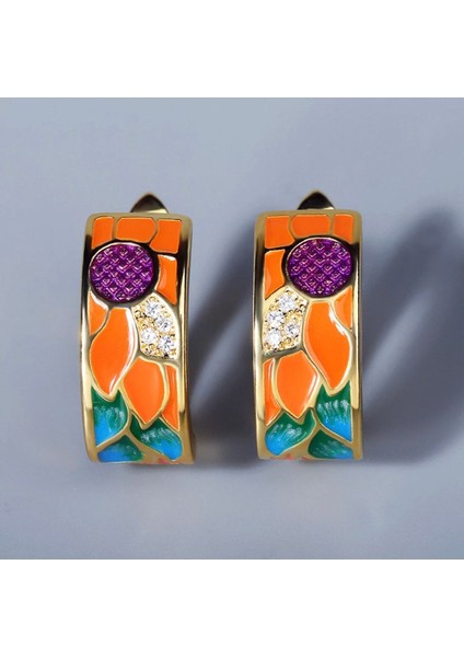 Glaze Flower El Yapımı Emaye 925 Ayar Gümüş 14 Altın Kaplı Hediye Özel Tasarım Taşlı Kolye Küpe Seti fiyatları