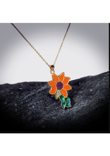 Glaze Flower El Yapımı Emaye 925 Ayar Gümüş 14 Altın Kaplı Hediye Özel Tasarım Taşlı Kolye Küpe Seti modelleri