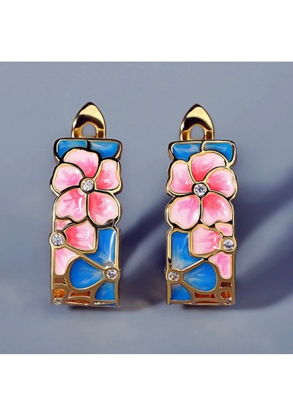 Glaze Blossom El Yapımı Emaye 925 Ayar Gümüş Özel Çiçekli Tasarım Kolye Küpe Seti fiyatları