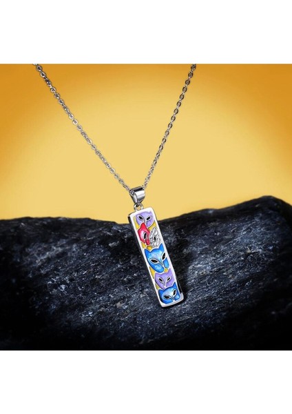 Glaze Catlove El Yapımı Kedili Zirkon Taşlı Emaye 925 Ayar Gümüş Hediye Özel Tasarım Kolye Küpe Seti fiyatları