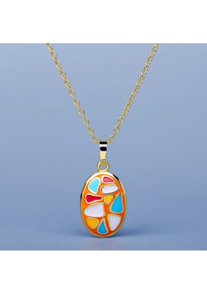 Glaze Modern El Yapımı Emaye 925 Ayar Gümüş 14 Ayar Altın Kaplı Hediye Özel Tasarım Kolye Küpe Seti