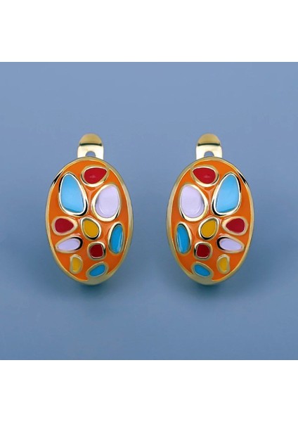 Glaze Modern El Yapımı Emaye 925 Ayar Gümüş 14 Ayar Altın Kaplı Hediye Özel Tasarım Kolye Küpe Seti fiyatları