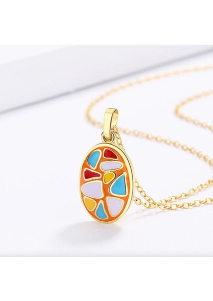Glaze Modern El Yapımı Emaye 925 Ayar Gümüş 14 Ayar Altın Kaplı Hediye Özel Tasarım Kolye Küpe Seti indirimleri