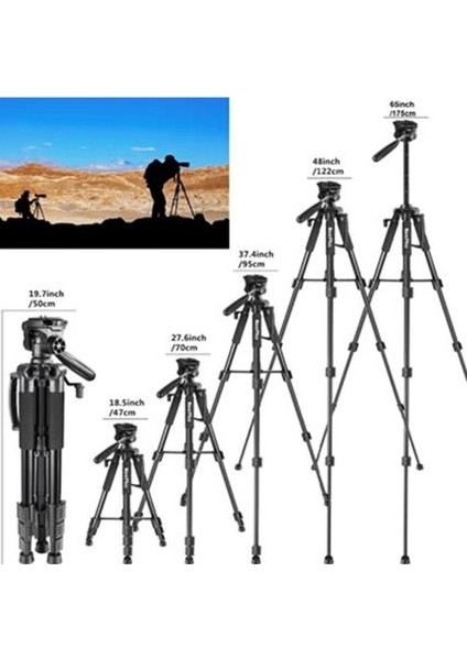 Profesyonel NP-8850 Kamera ve Telefon Standlı 175CM Ayarlanabilir Tripod - Yüksek Stabilite ve Çok Yönlü Kullanım ile Kusursuz Çekimler