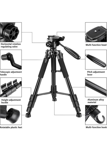 Profesyonel NP-8850 Kamera ve Telefon Standlı 175CM Ayarlanabilir Tripod - Yüksek Stabilite ve Çok Yönlü Kullanım ile Kusursuz Çekimler fiyatları