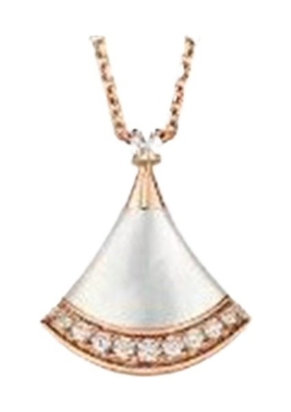 Yelpaze Şeklinde Kolye Gümüş Kadın Sedef Kabuk 2025 Yeni Model Kız Arkadaşa Sevgililer Günü Hediyesi (Yurt Dışından)