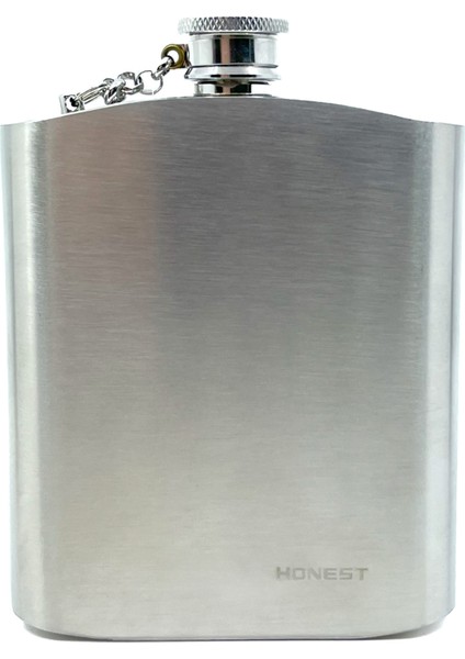 Paslanmaz Çelik Cep Matarası Zincirli Kapak - 7 Oz