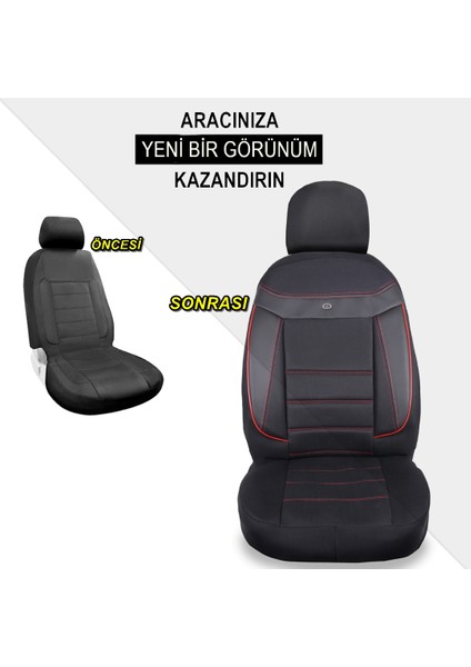 Her Araca Uyumlu Oto Koltuk Kılıfı Seti - Venüs Serisi Siyah/kırmızı fırsatları