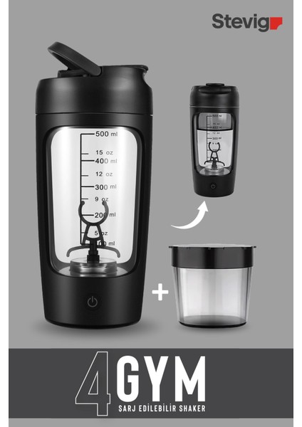 650 ml Siyah Elektrikli Protein Shake Şövalyesi, Pratik ve şarjlı kullanım fırsatları