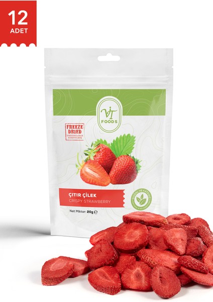 Vit’s Gıda Freeze Dry Çıtır Çilek Dilimi 12'li Paket | Sağlıklı Atıştırmalık
