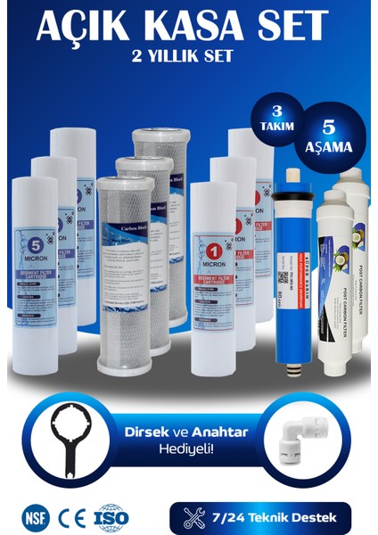 Açık Kasa Su Arıtma Cihazı Uyumlu 10'' Inch 80 Gpd Süper Membranlı 5 Aşamalı Ekonomik Filtre Seti