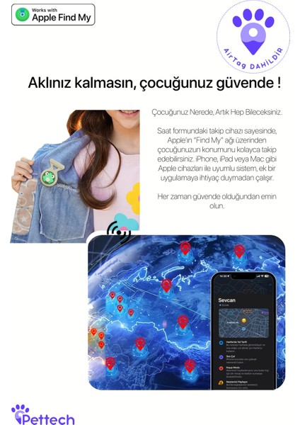Çocuklar Için Airtag’li Renkli Broş fiyatları
