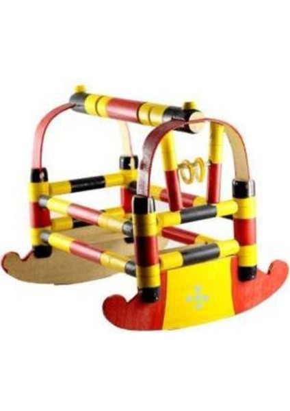 30 cm Nostaljik Ahşap Sallanan Oyuncak Beşik 1 Adet