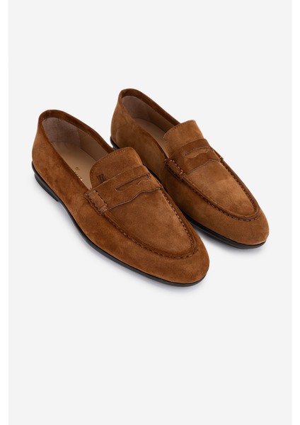 Erkek Hakiki Deri Kahverengi Loafer Ayakkabı 374 1834 Erk Ayk Y25 Sıgaro Suet