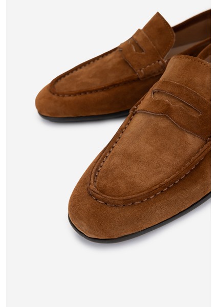 Erkek Hakiki Deri Kahverengi Loafer Ayakkabı 374 1834 Erk Ayk Y25 Sıgaro Suet